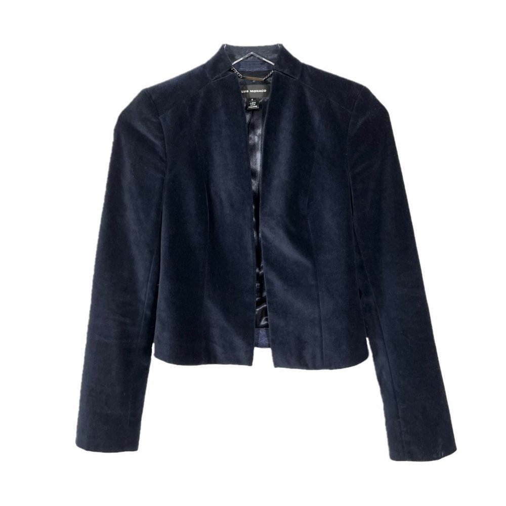 Club Monaco Navy Crushed Velvet Blazer Size 0
